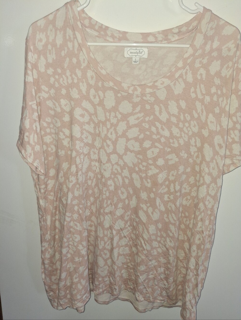 Mud Pie Blush and Cream Leopard Short Sleeve Tee